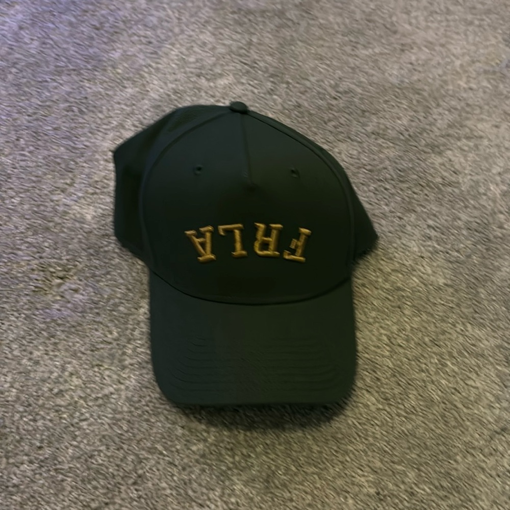 Green hat with strap